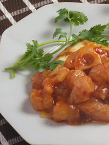 Tofu Steak with Chili Prawn Sauce