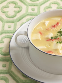 Corn Soup with Crab and Tofu
