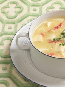 Corn Soup with Crab and Tofu